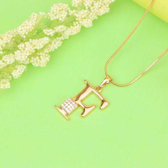 "Rose Gold F Initial Pendant with Crystal Accents for Women & Girls, XPPT1417 - Picture 12 of 13